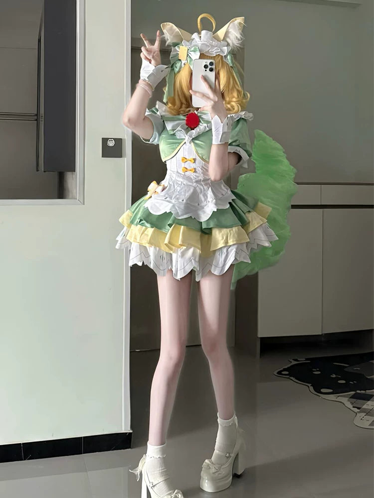 Wangzhe Glory Cosplay Costume – Daji Maid Coffee x Star Edition Matcha Sweetheart Cosplay Outfit for Women