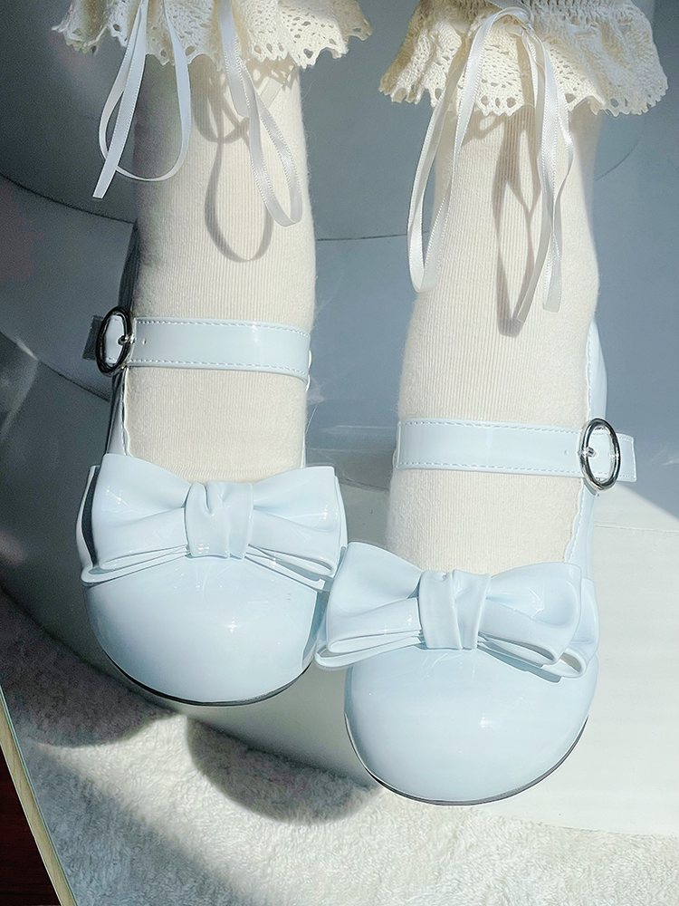 Milk Jelly Round Toe Bow Shoes