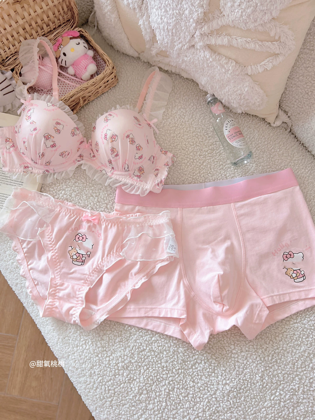 Kawaii Couple Lace Underwear Set | Matching Lingerie Gift Set for Couples