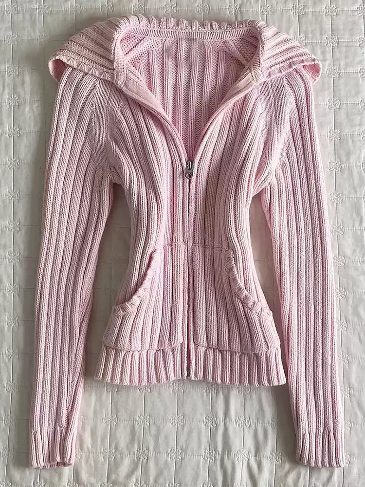 Retro Pink Sweater Cardigan