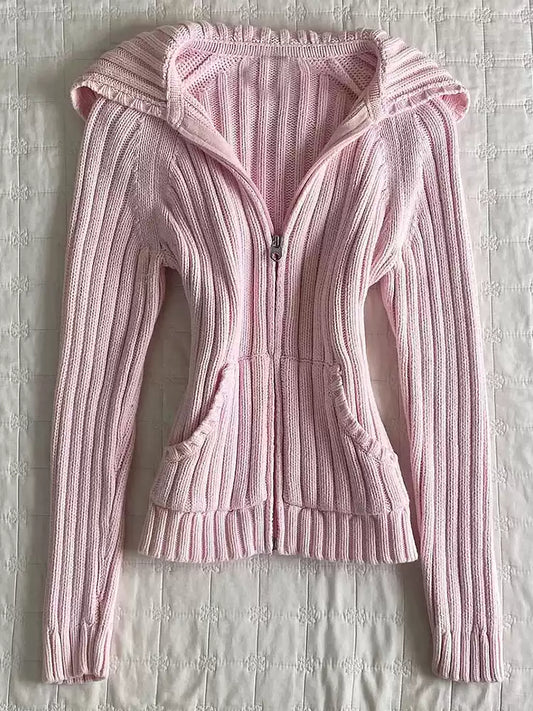 Retro Pink Sweater Cardigan