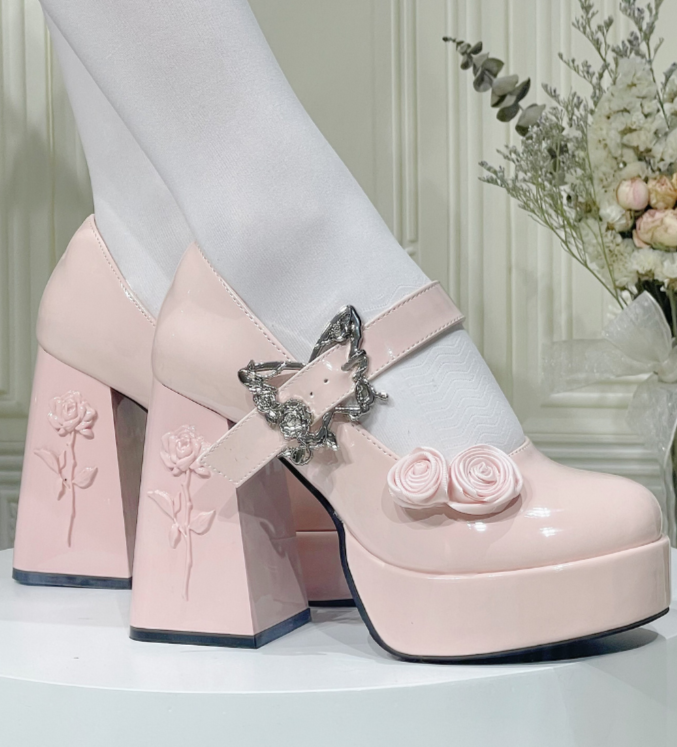 Butterfly Rose Platform Thick-heel Shoes
