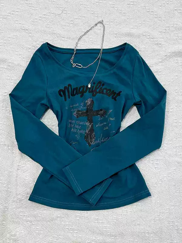 Dark blue cross T-shirt