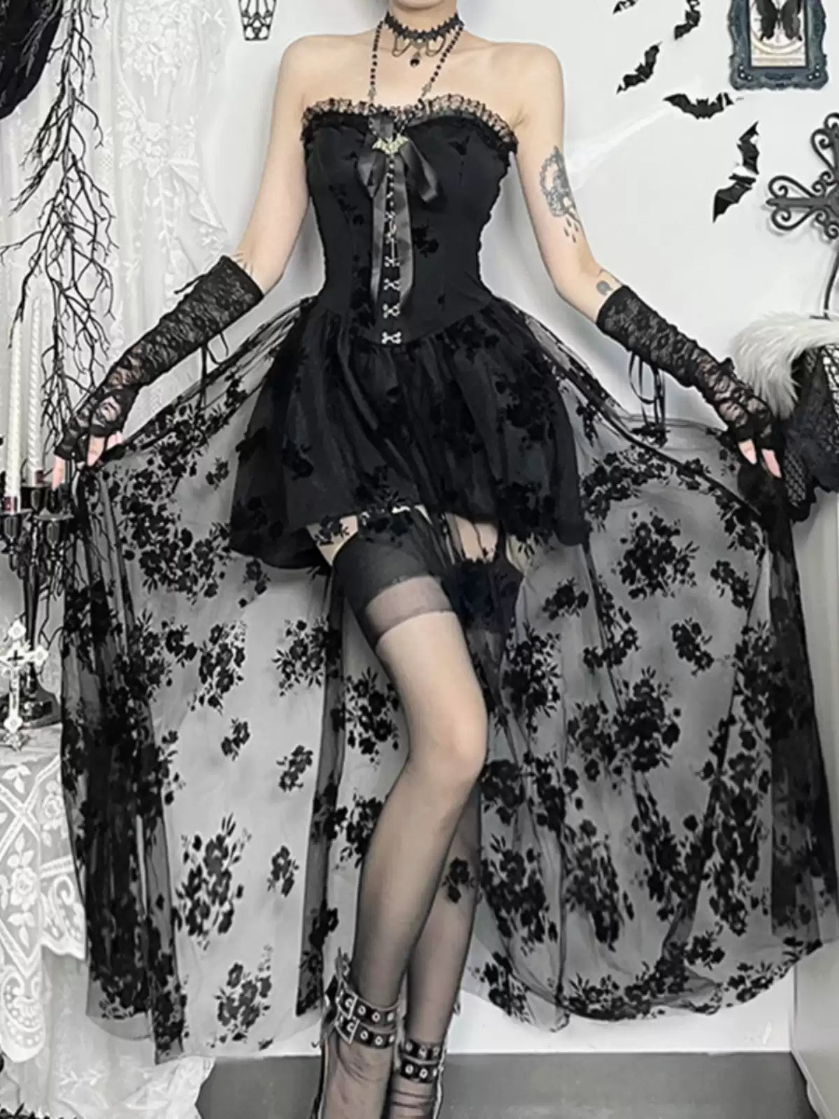 Gothic Mesh Corset Dress – By Coquette