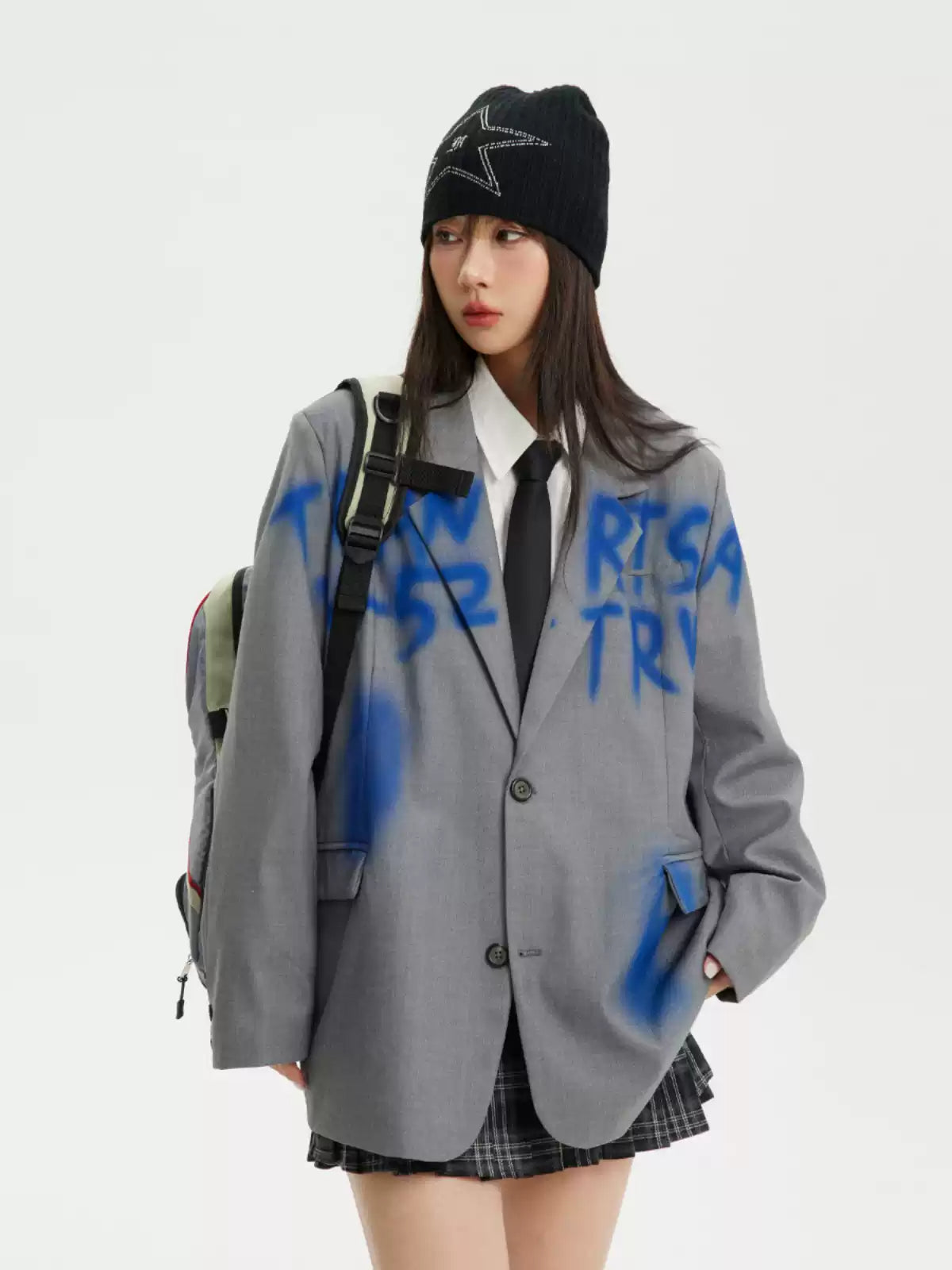 American retro spray-painted graffiti silhouette suit