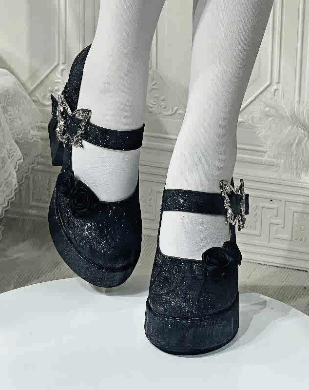 Butterfly Rose Platform Thick-heel Shoes