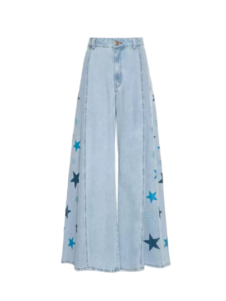 Star Print Wide Legs Jeans