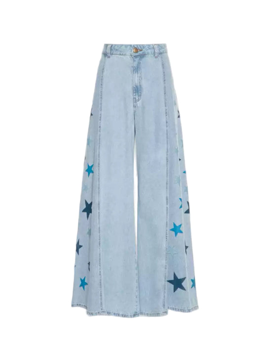 Star Print Wide Legs Jeans