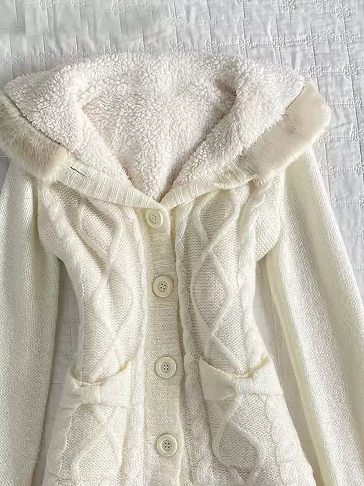 Retro White Sweater Jacket