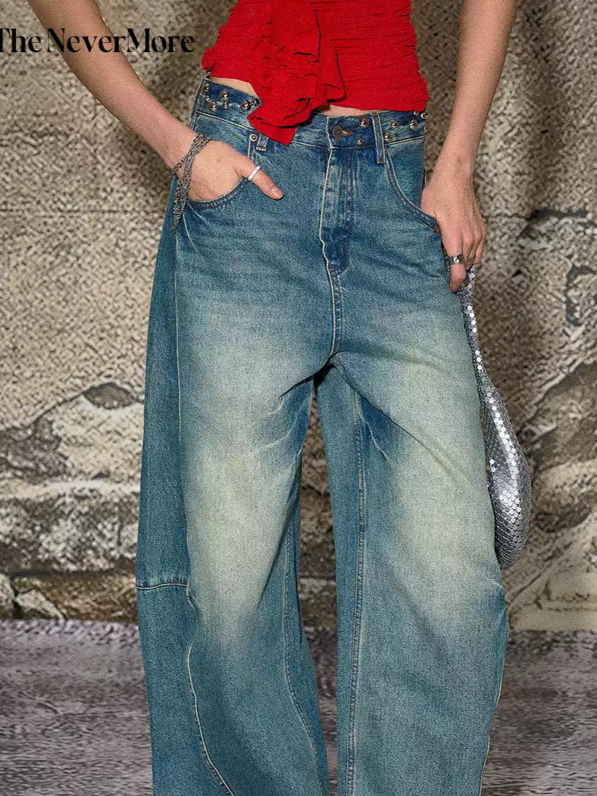 Blue Dividing Line Washed Jeans