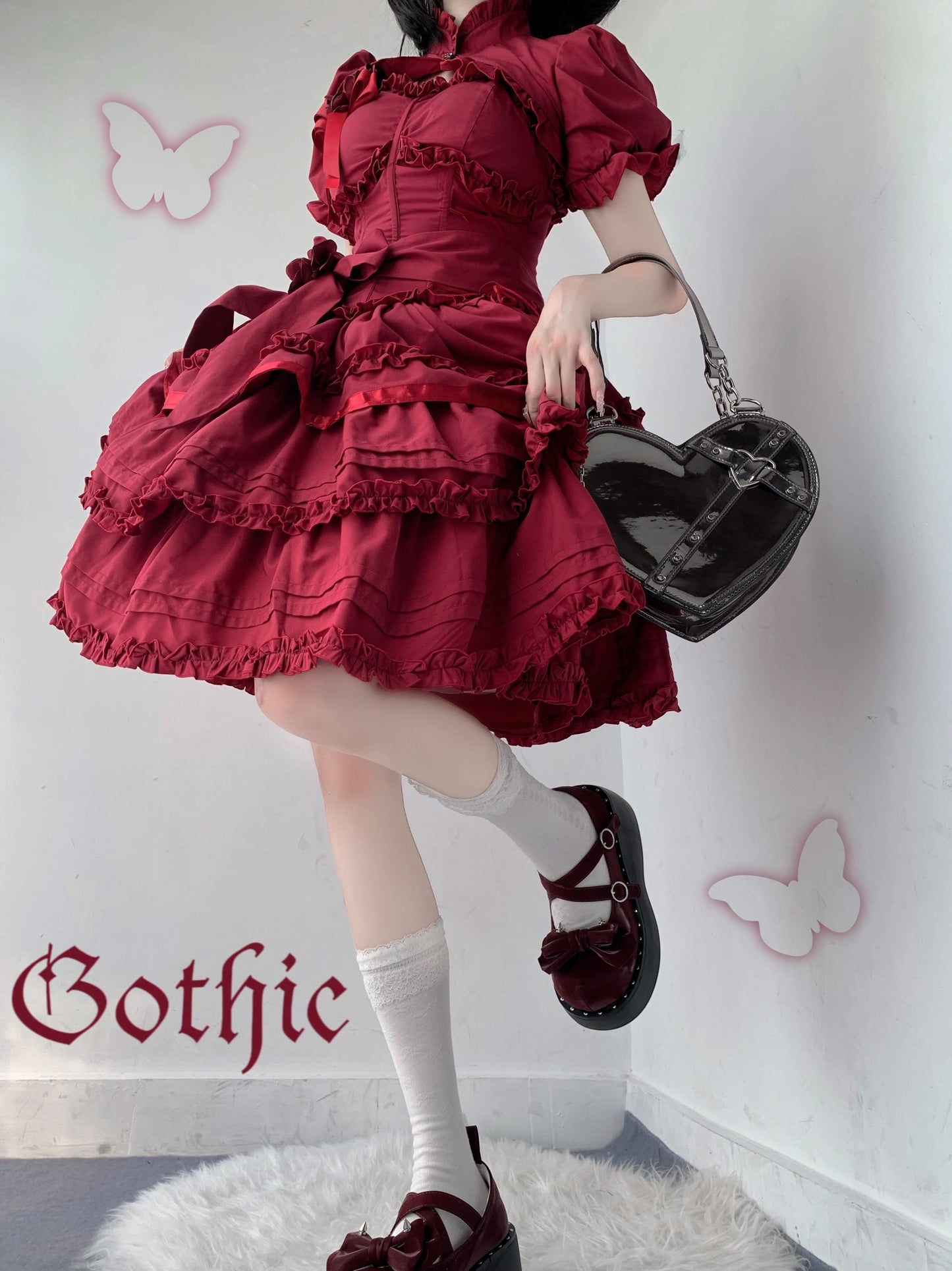 Gothic Lolita JSK Dress Christmas Short Sleeve Bolero
