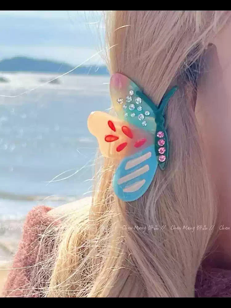 color-blocked acetic acid butterfly clips