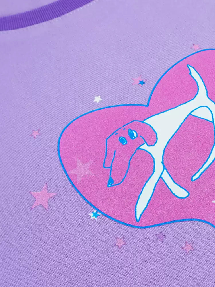 Purple puppy hand-painted T-shirt