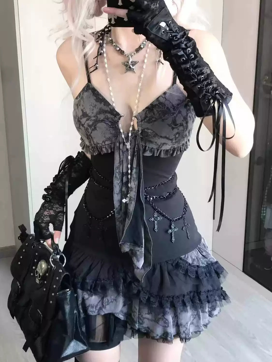 Y2K Grunge Suspender Dress