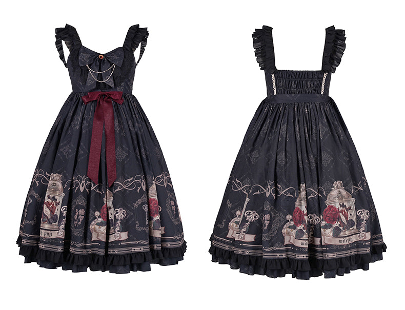 Gothic Black and Red Dress JSK