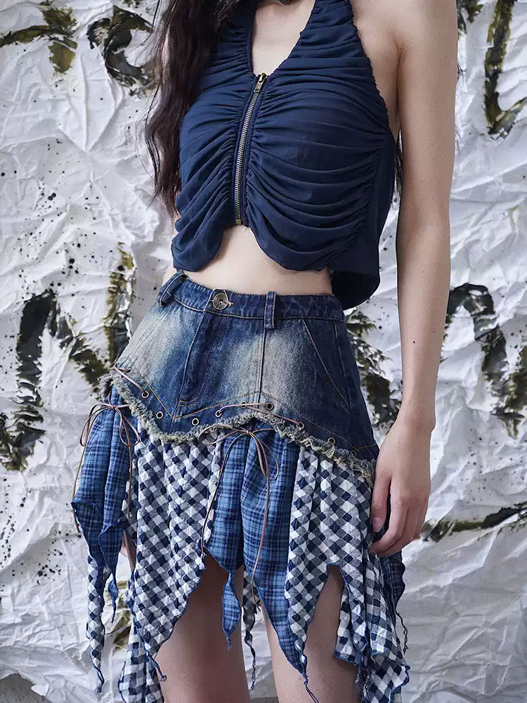 y2k irregular style denim skirt