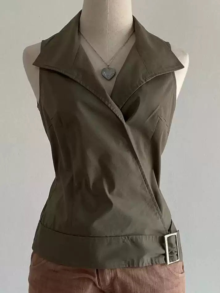 Khaki sleeveless shirt