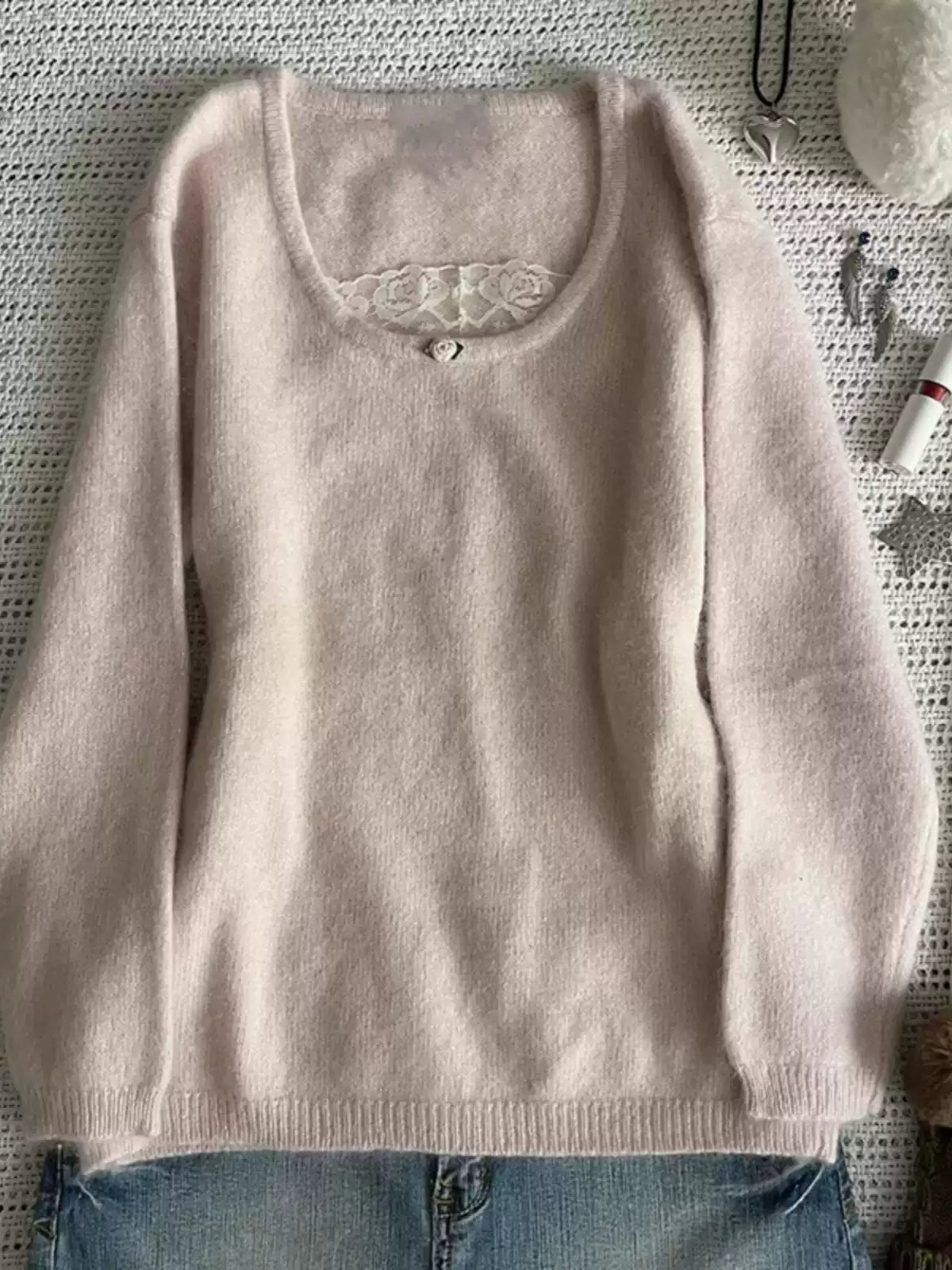 pink soft waxy sweater