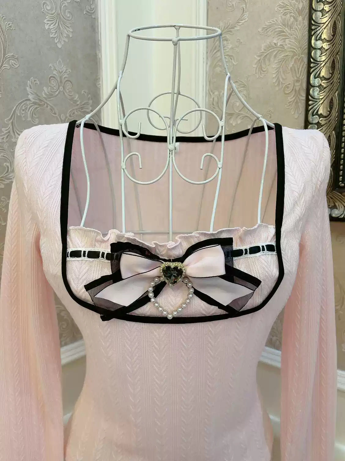 Coquette Heart Bow Love Diamond Top