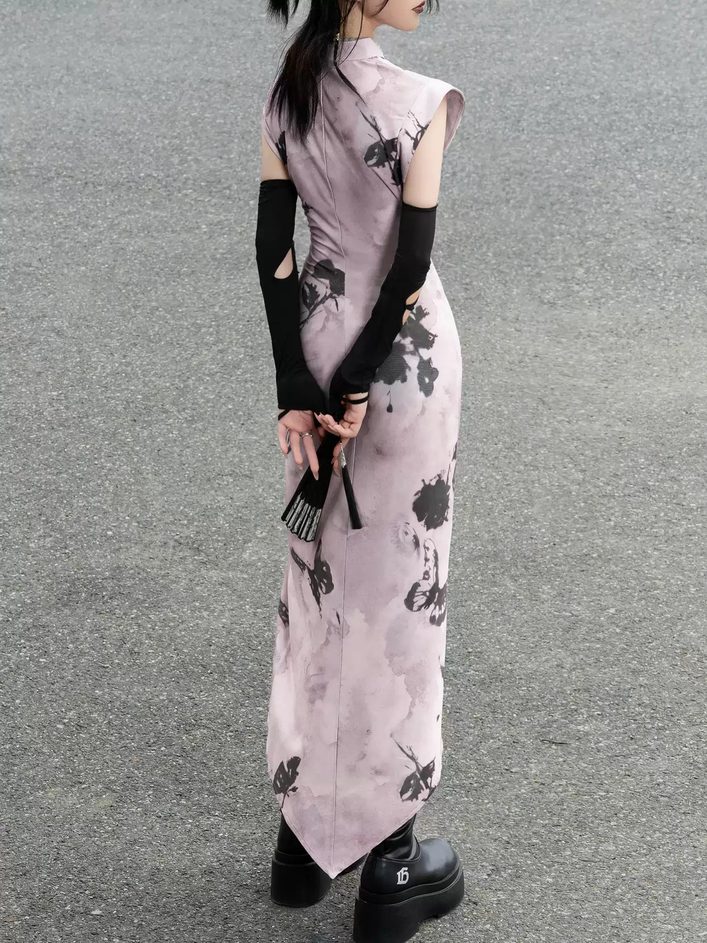 Purple Butterfly Knitted Cheongsam Dress