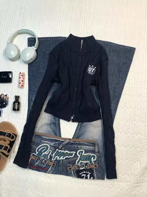 Navy Twist Sweater Jacket