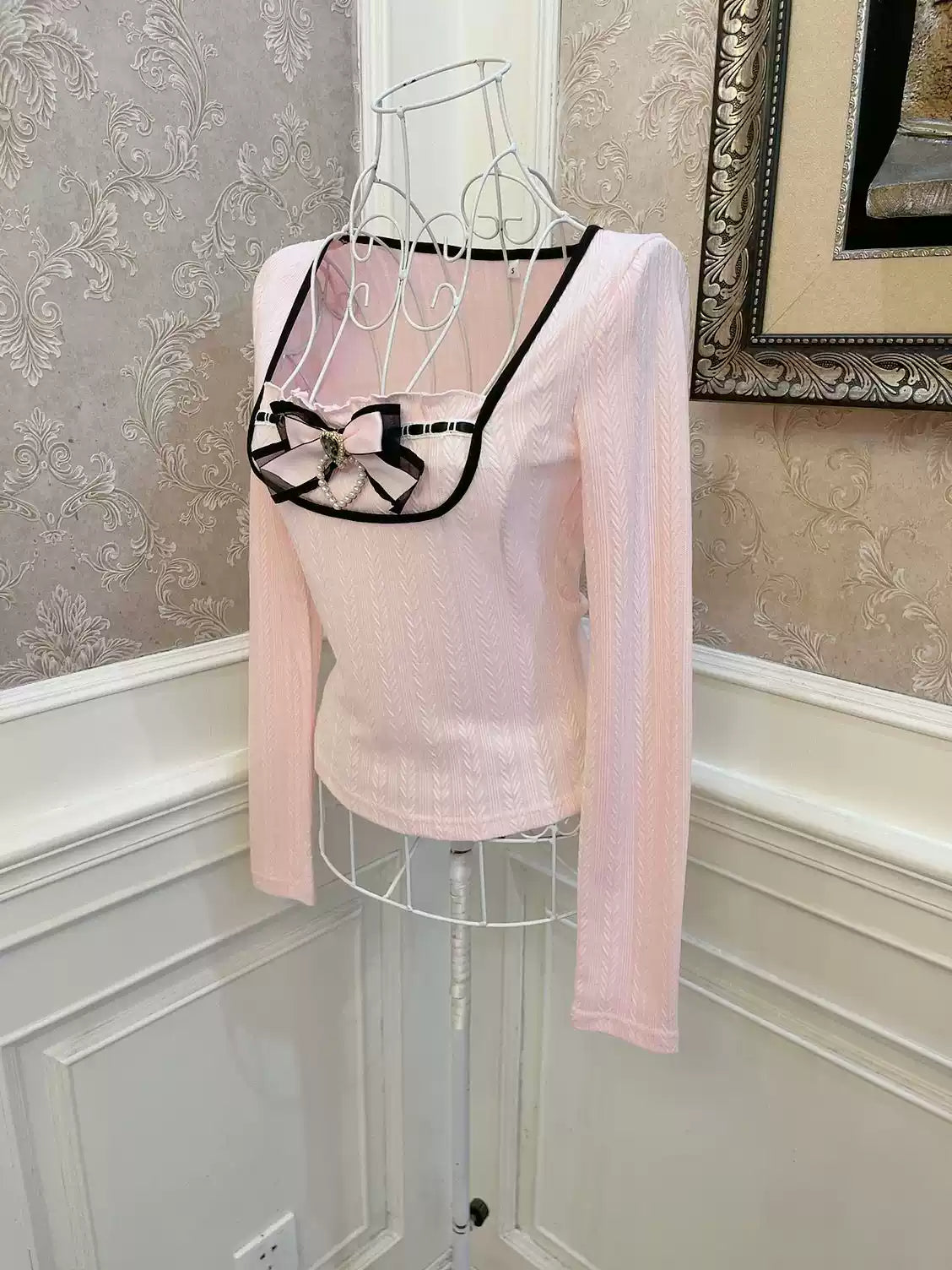 Coquette Heart Bow Love Diamond Top