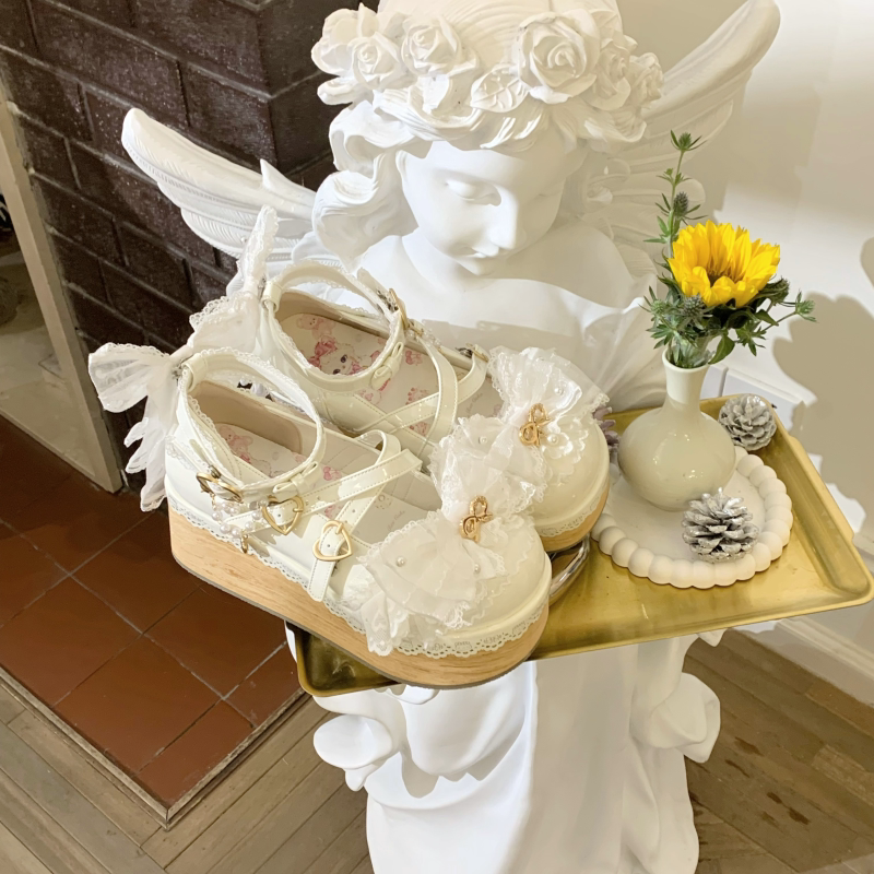 Bows Doll Wood Flower Lolita Shoes