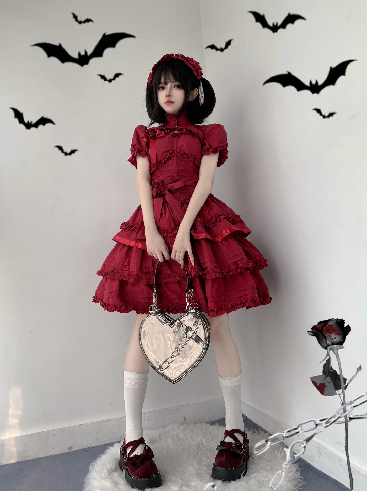 Gothic Lolita JSK Dress Christmas Short Sleeve Bolero