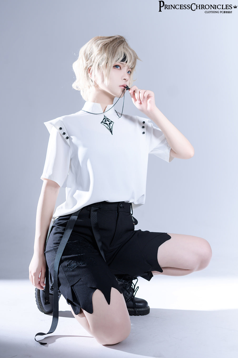 Embroidered White Ouji Lolita Shirt