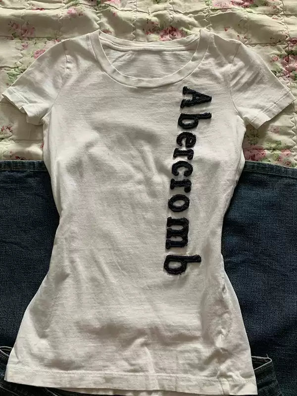 White Letters Right Shoulder T-Shirt