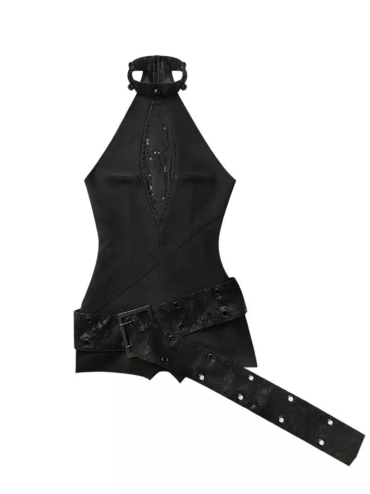 Grunge Rhinestone Dark Jumpsuit