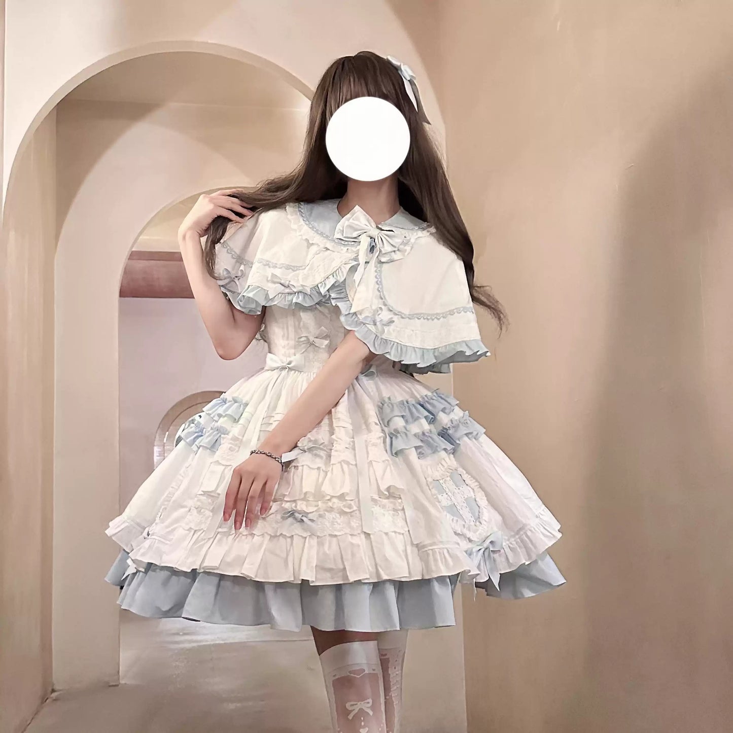 Blue&White Doll Sweet Lolita Dress