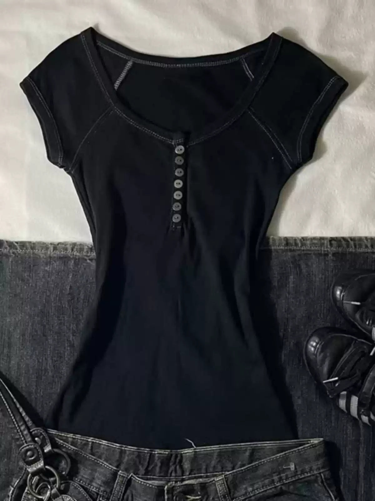 American retro black T-shirt