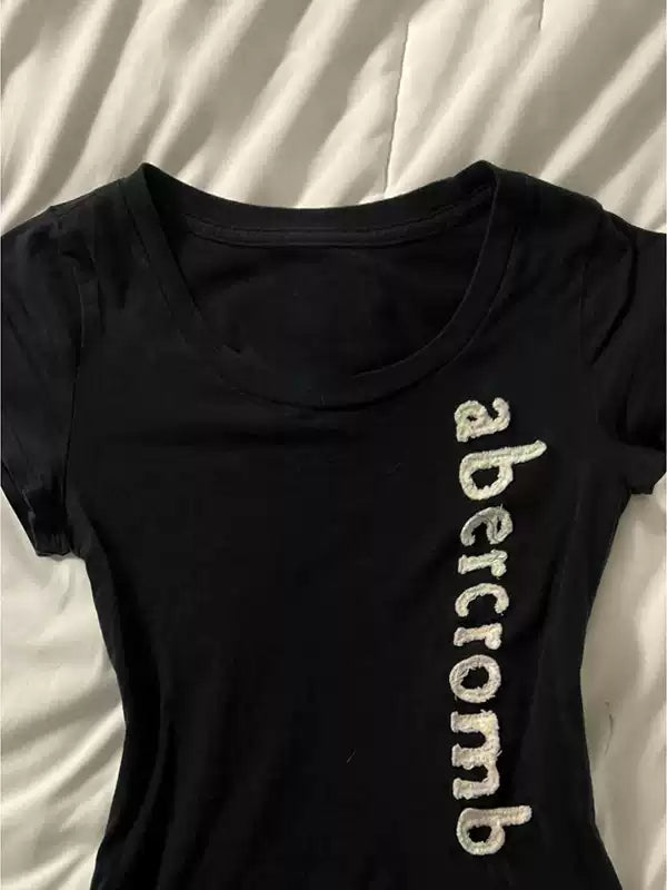 White Letters Right Shoulder T-Shirt