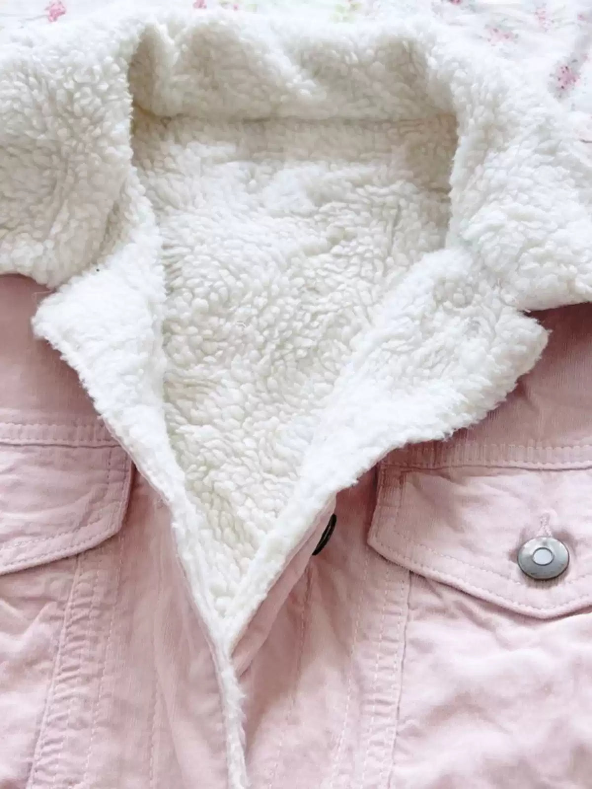 pink lamb wool work jacket