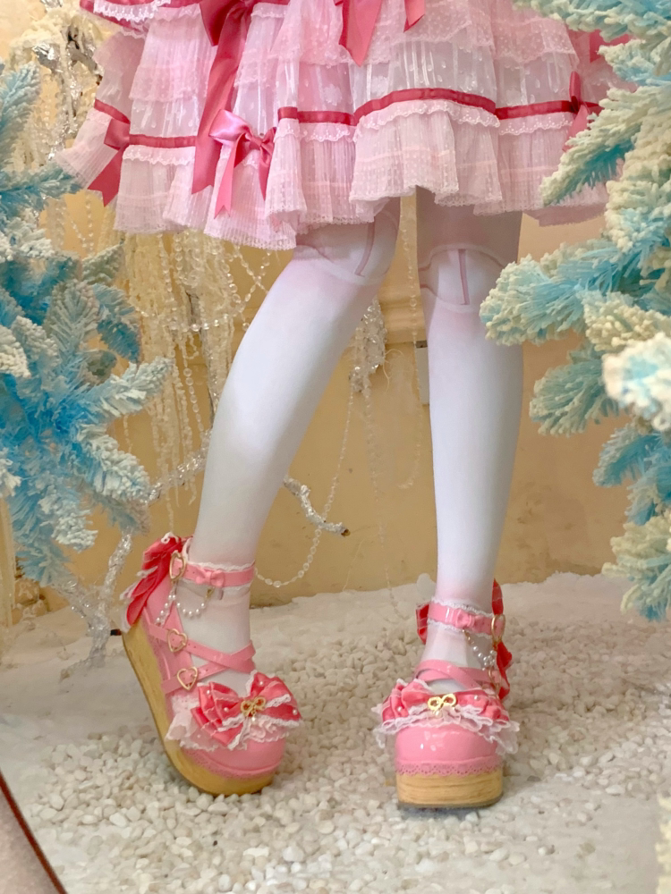 Bows Doll Wood Flower Lolita Shoes
