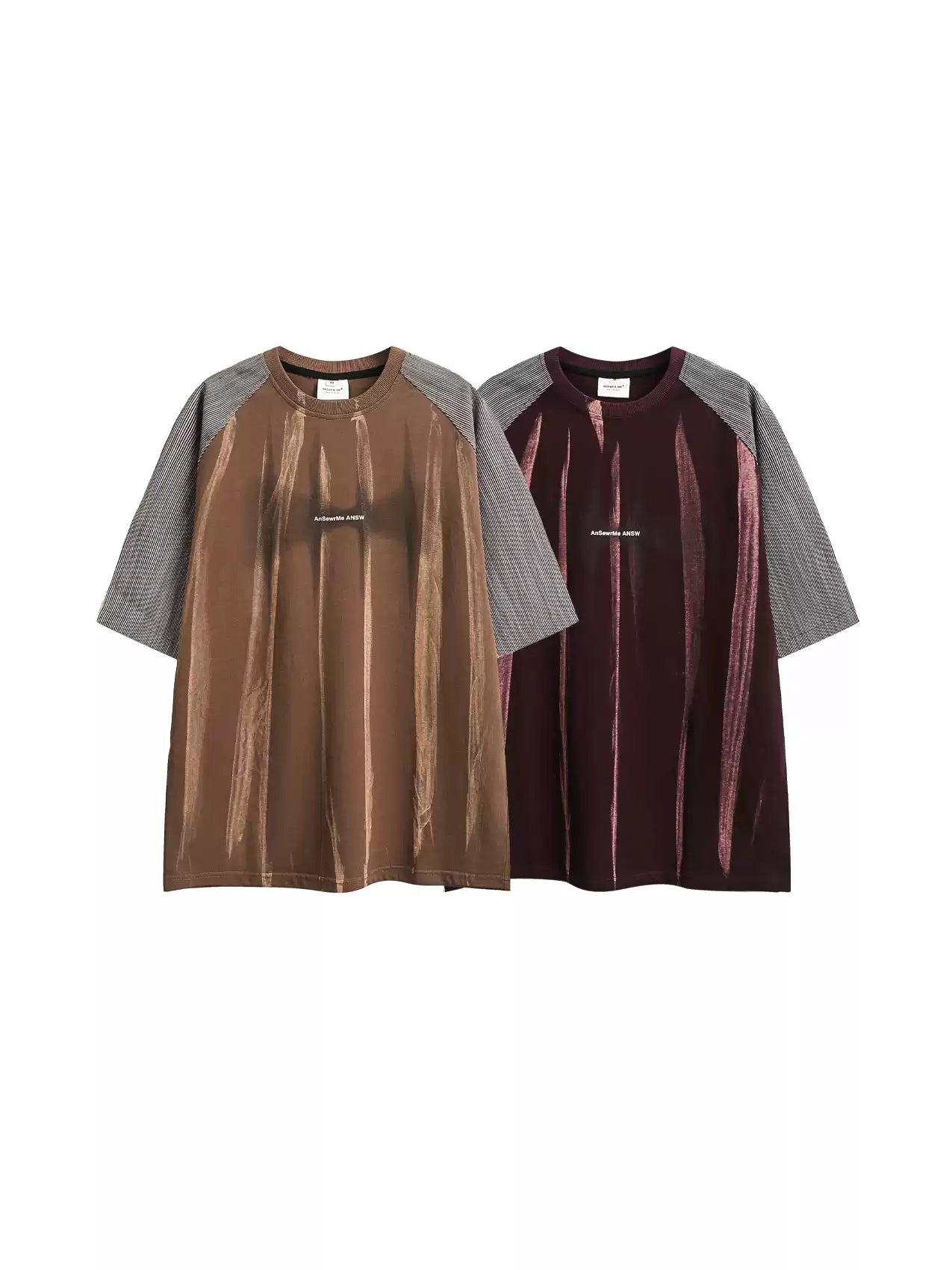 American niche washed tie-dye spliced cotton T-shirt