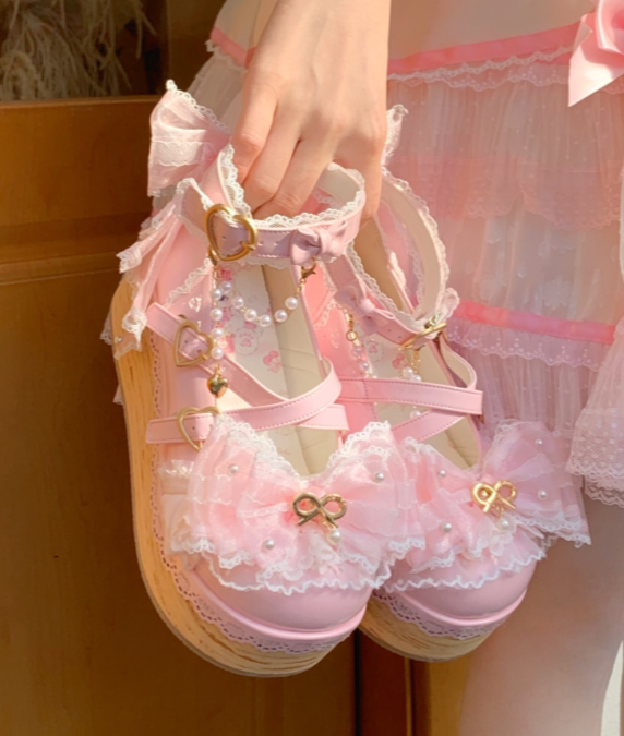 Bows Doll Wood Flower Lolita Shoes