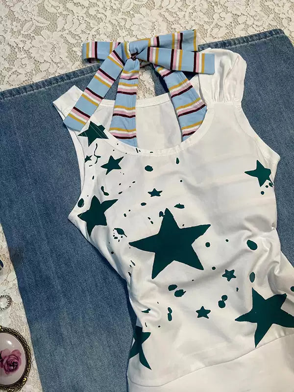 Retro Stars Print Tank Top