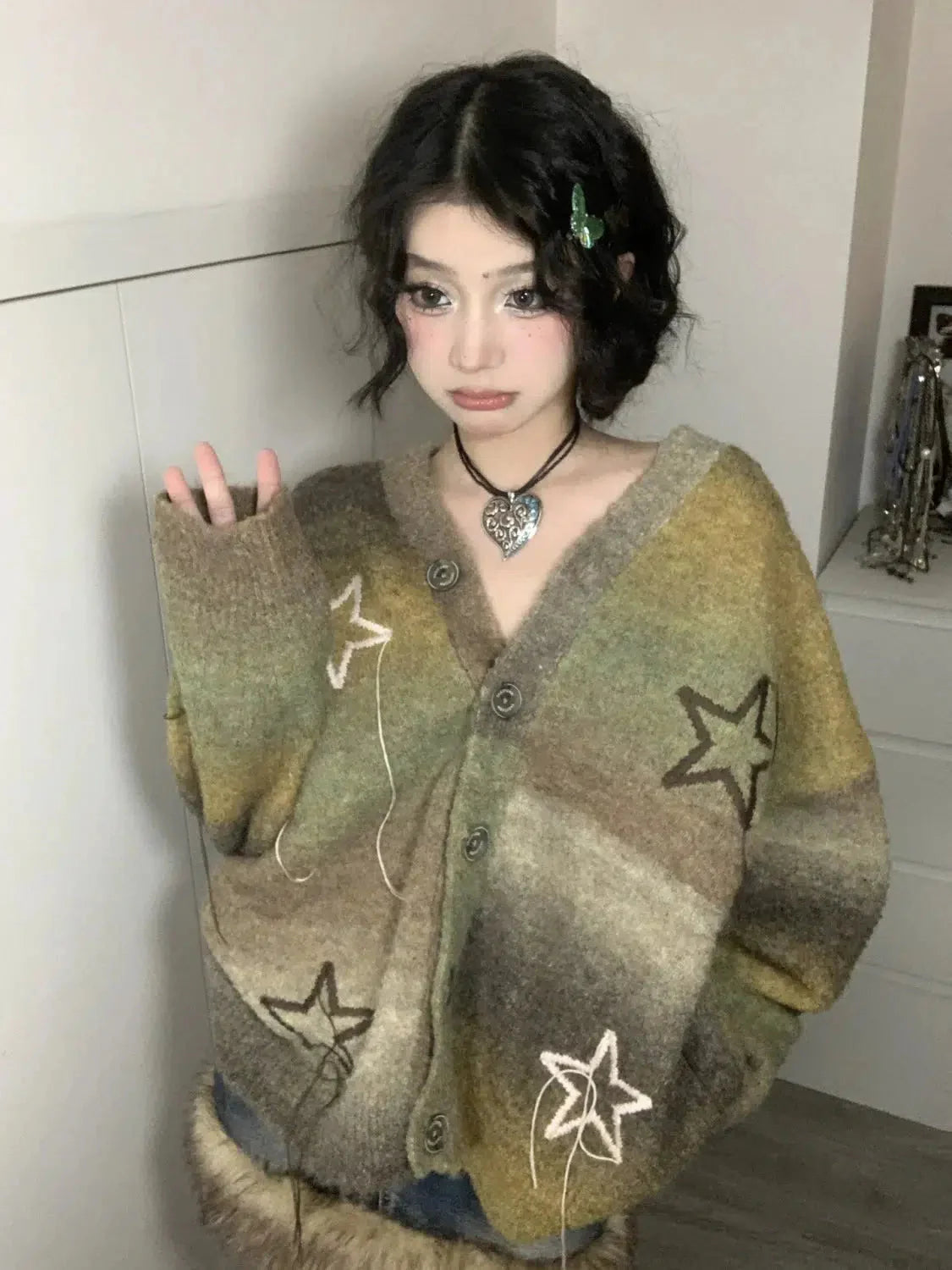 Oversized Cardigan Army Green