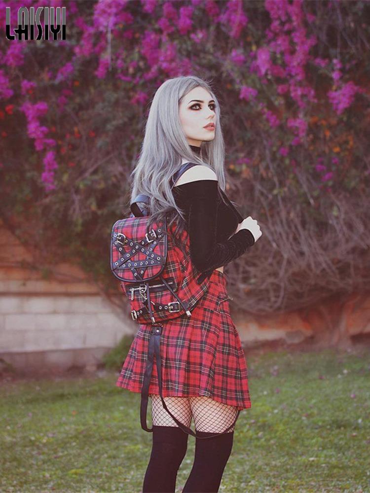 Egirl Punk Rock Red Plaid Skirt