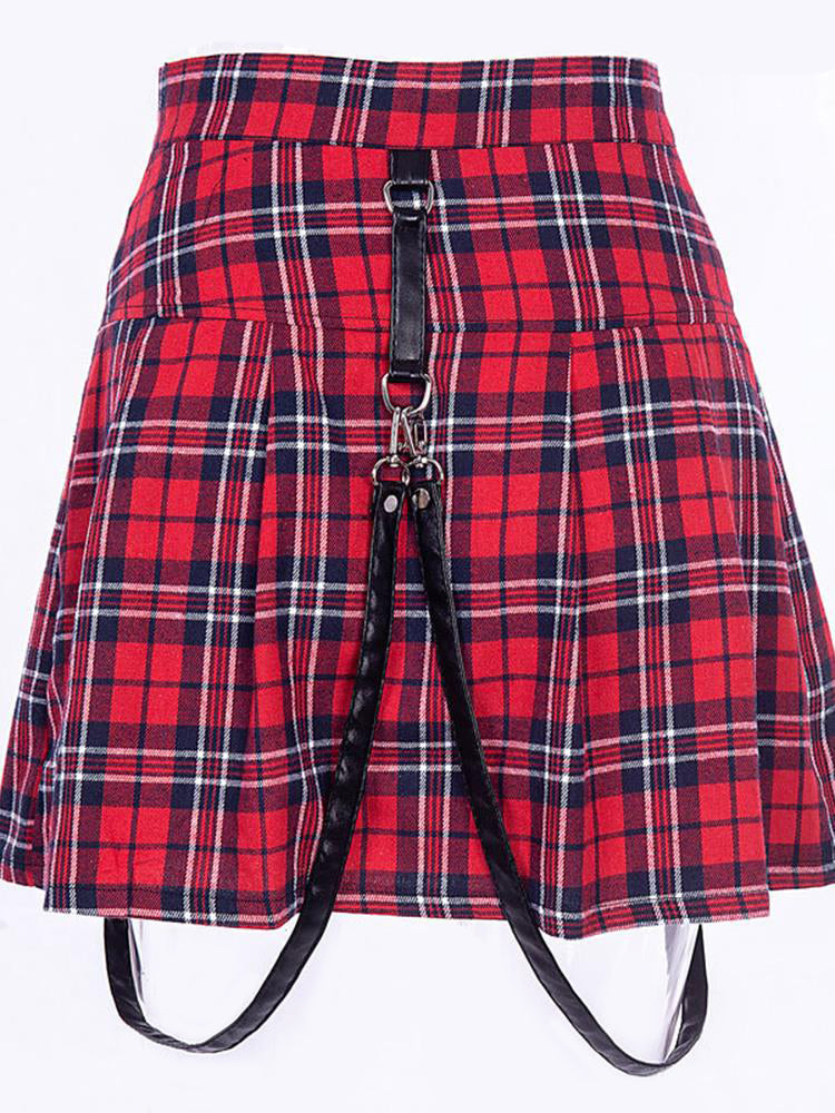 Egirl Punk Rock Red Plaid Skirt