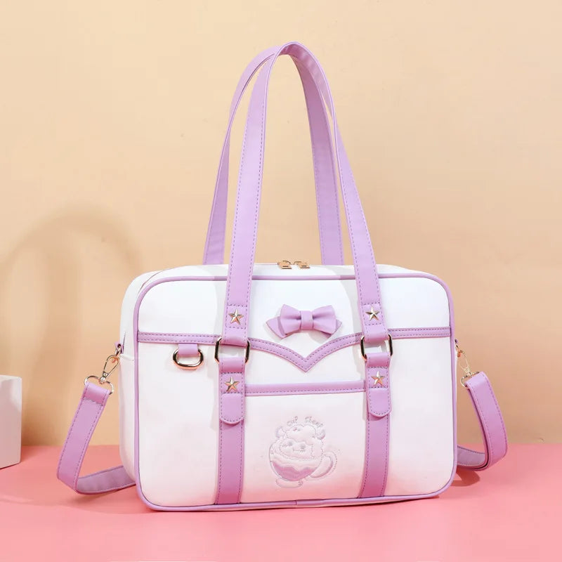 Pastel Sheep Teacup Messenger Bag Purple