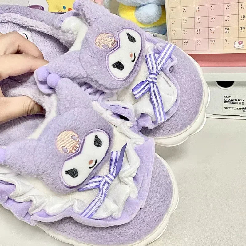Fuzzy Friends Kawaii Slippers Purple