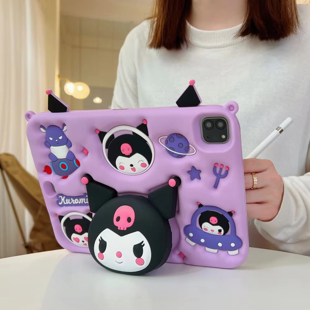 3d Pink Kitten iPad Case Purple
