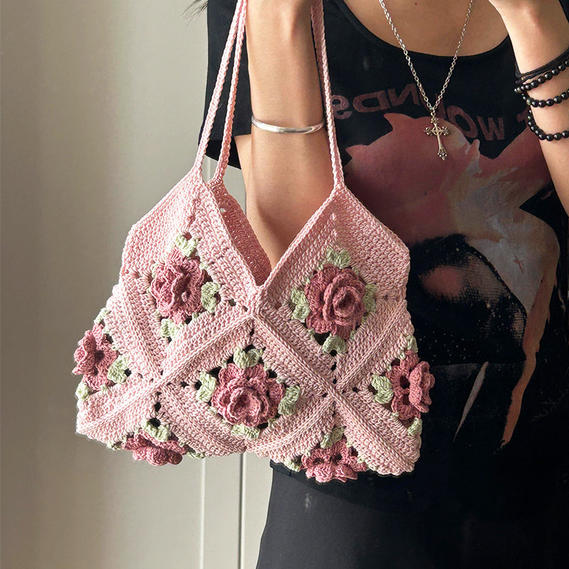Wool diy Summer Rose Bag