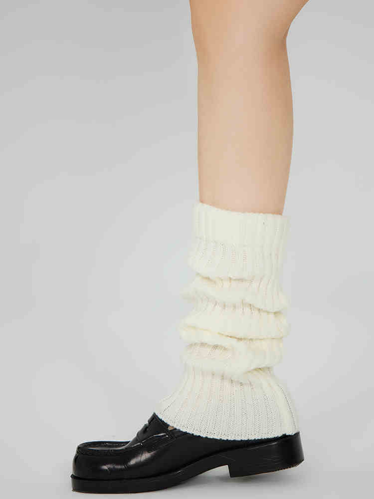 Preppy Cream Knitted Trumpet Leg Covers