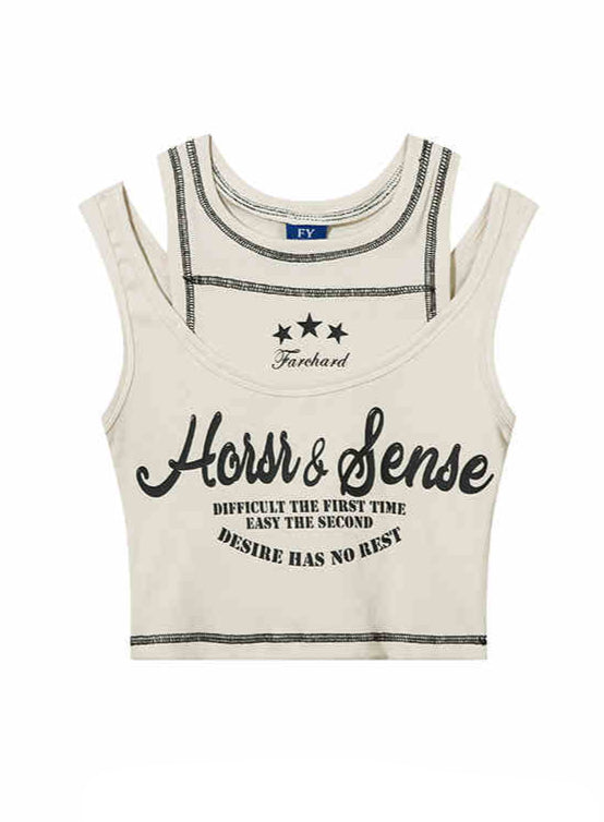 Retro Star Fake Two-piece Acubi Tank Top