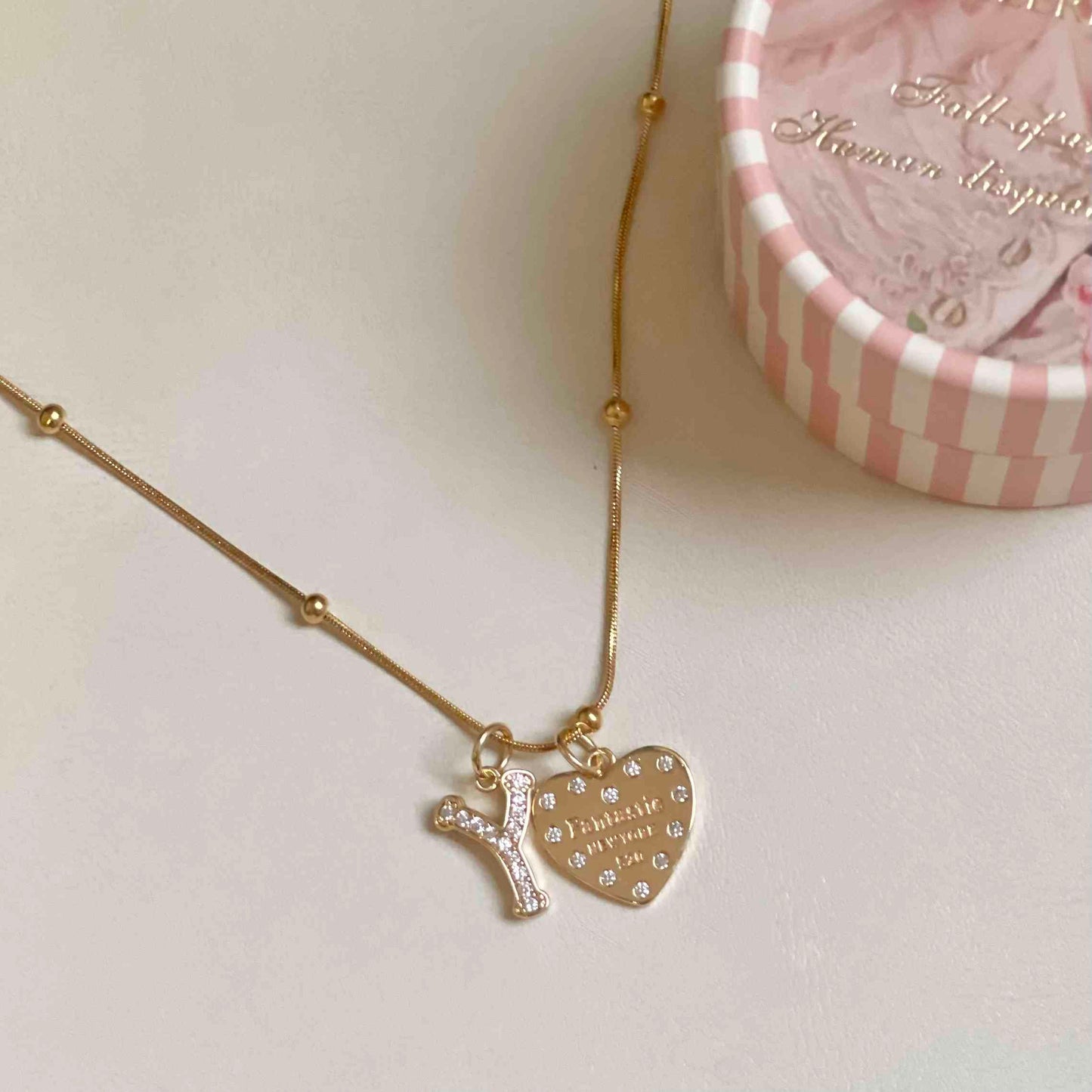 Bow Pearl Love Letters Necklace