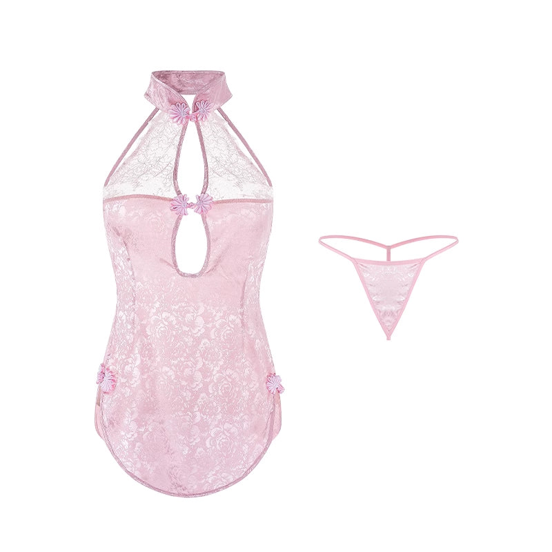 Hollow Lace-up Cheongsam Lingerie